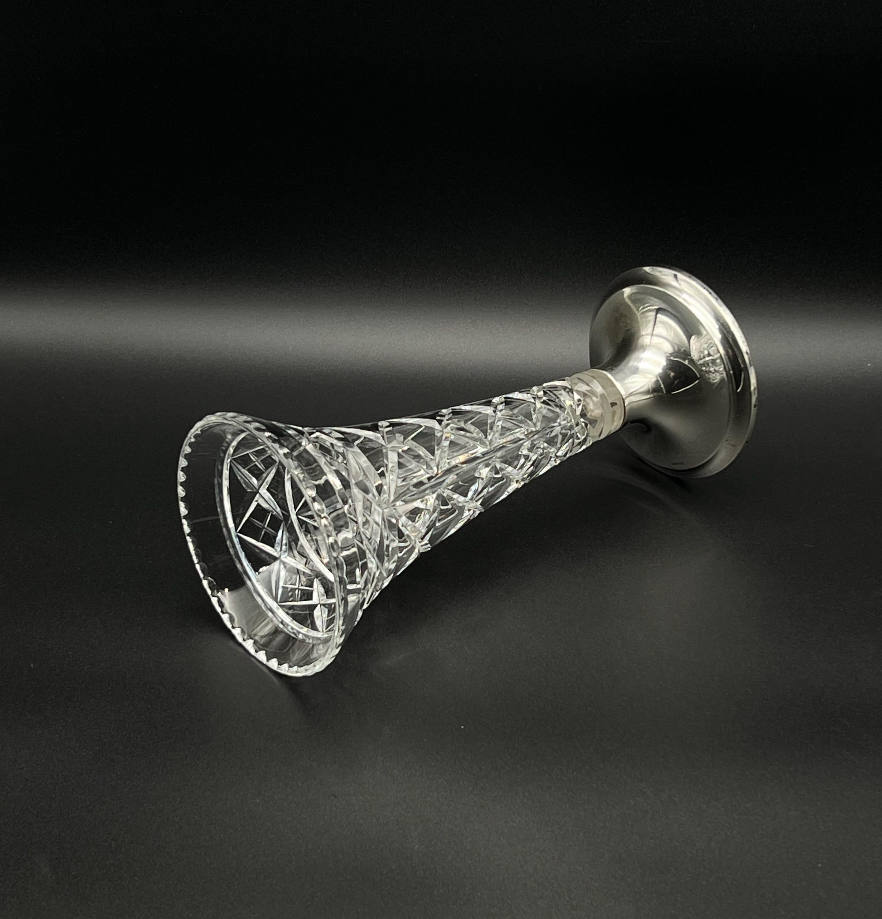 Norwegian Silver and Crystal Pokal Vase by Th.Marthinsen, Norway For Sale