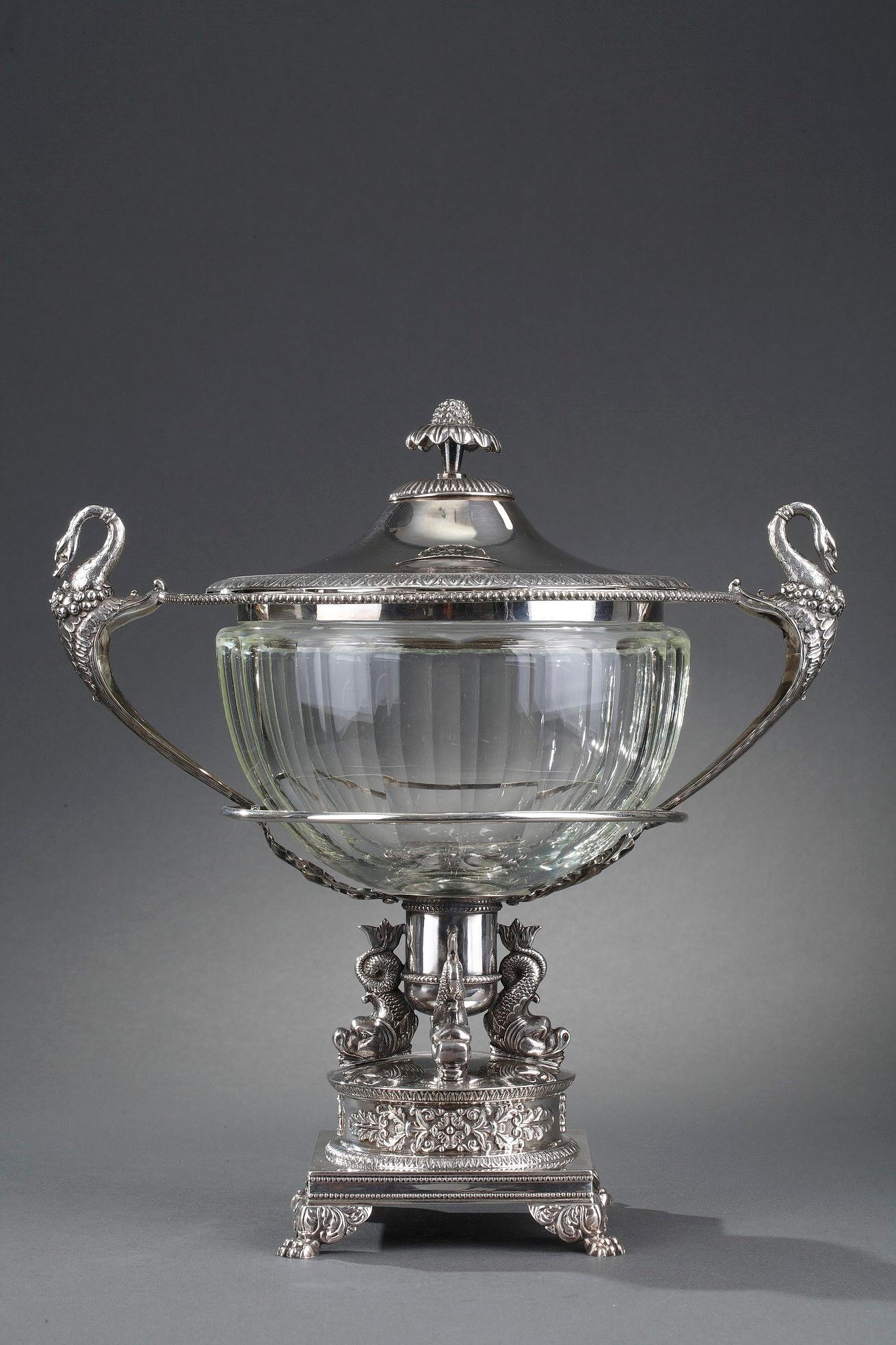 Silver and Cut-Crystal Confiturier In Good Condition For Sale In Paris, FR