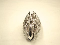 Bonbonschale aus Silber und geschliffenem Glas mit Schwan:: datiert 1961:: London Import Assay