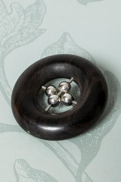 Silver and Ebony Brooch from Aarikka, Finland, 1960s