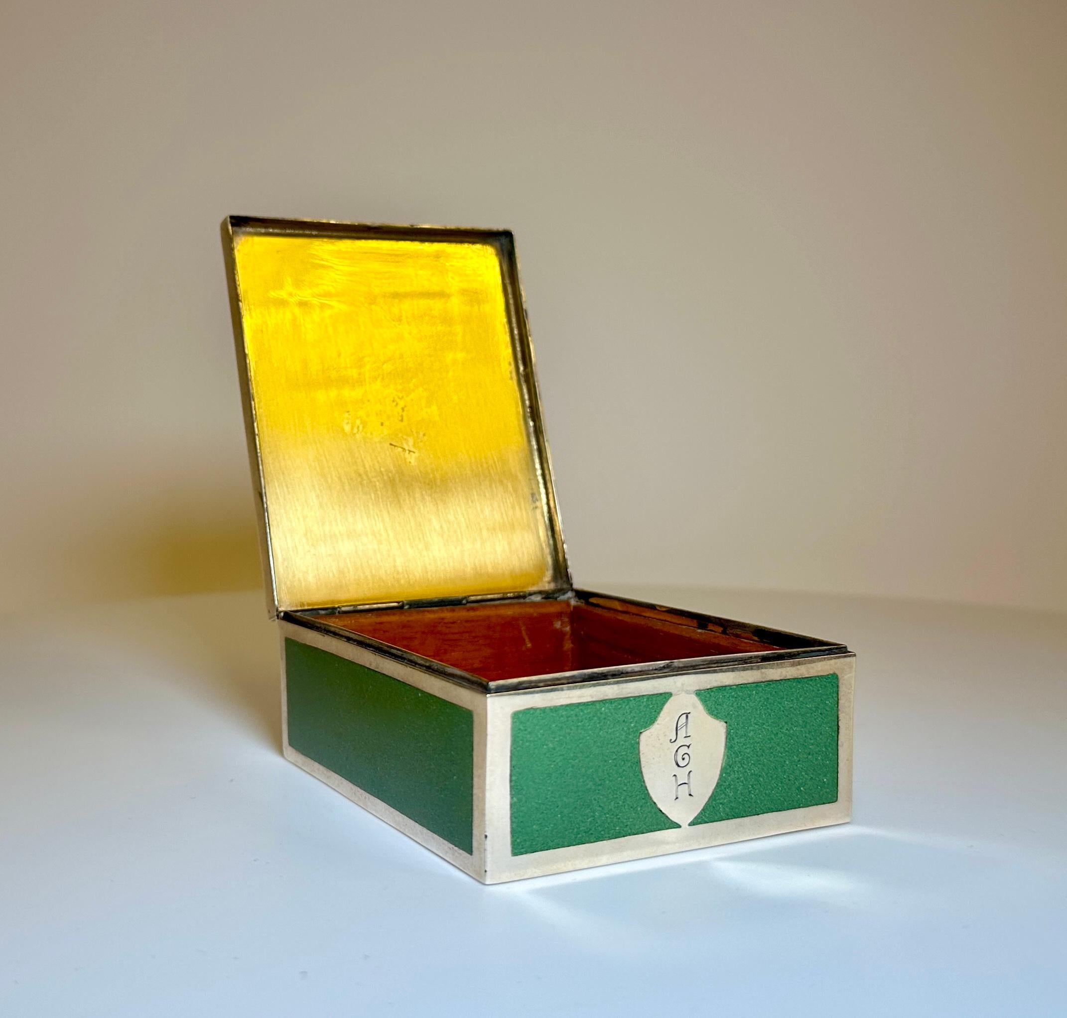 Silver and Enamel Box, E.F. Caldwell, New York, circa 1920 For Sale 2