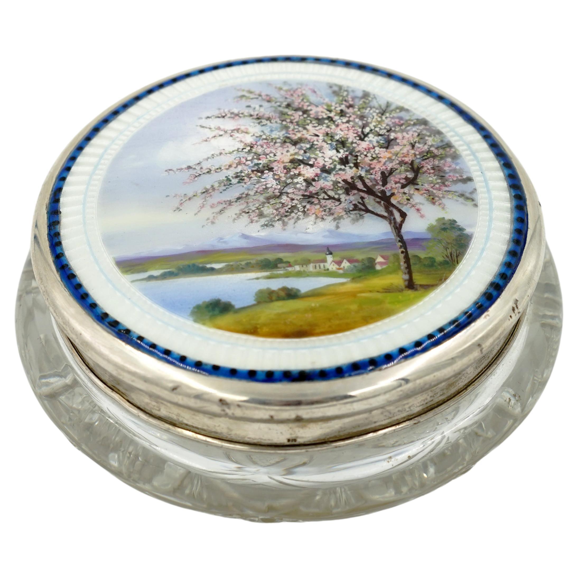 Silver and enamel candy box For Sale