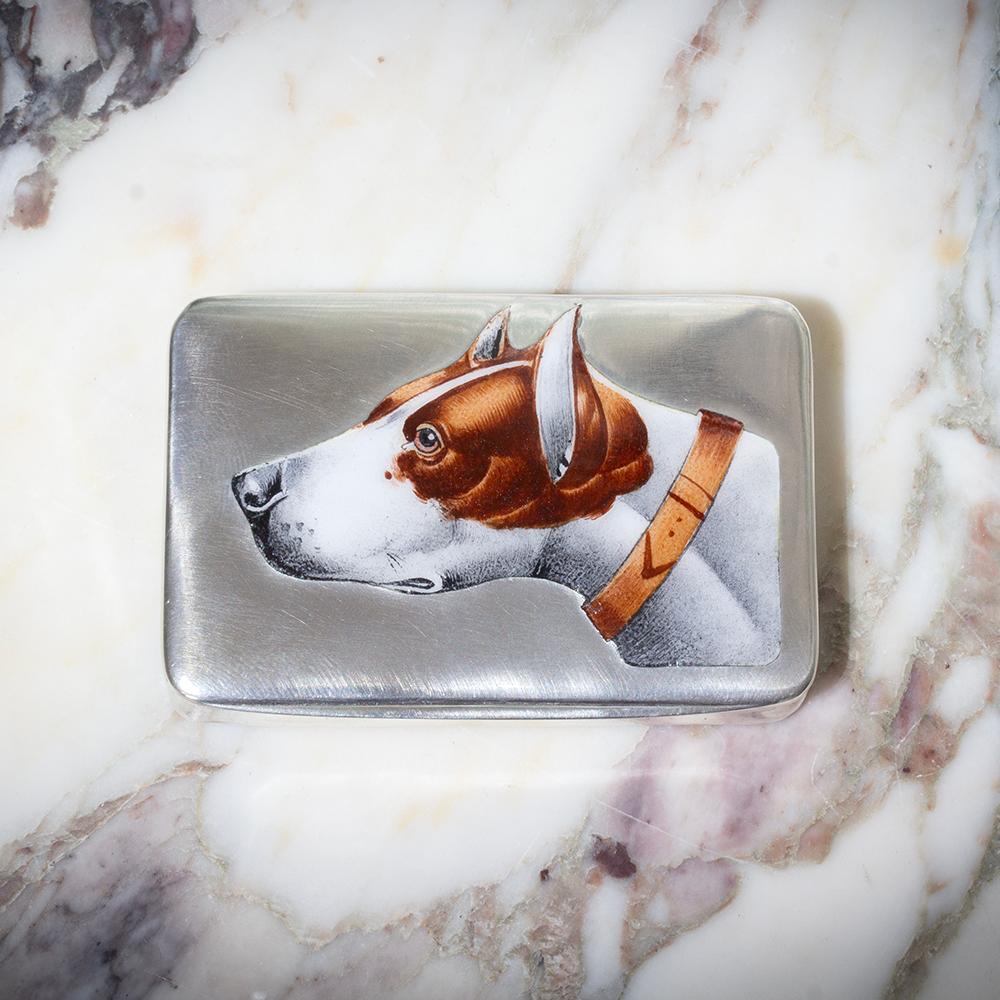 Silver and Enamel Dog Cigarette Case For Sale 6