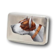 Silver and Enamel Dog Cigarette Case
