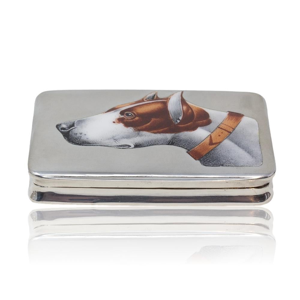 Austrian Silver and Enamel Dog Cigarette Case For Sale