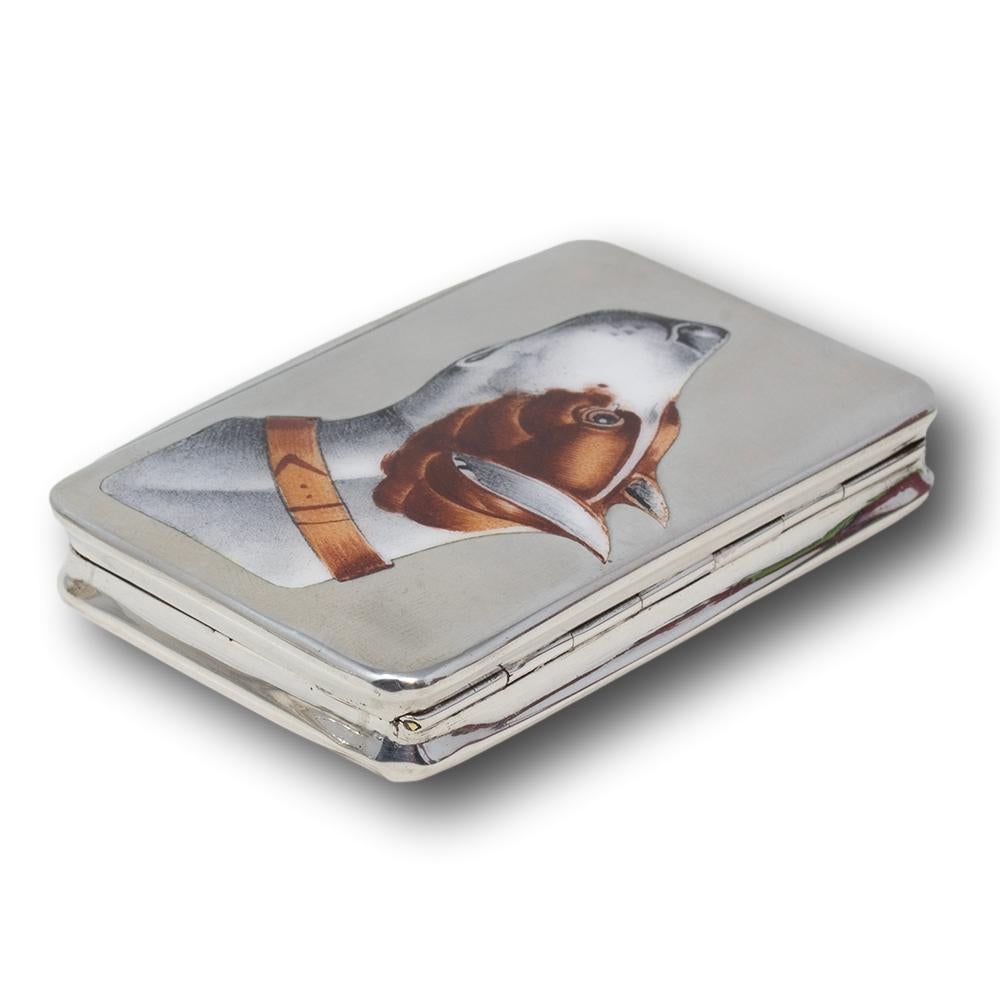 Silver and Enamel Dog Cigarette Case In Good Condition For Sale In Newark, England