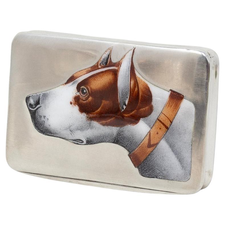 Silver and Enamel Dog Cigarette Case