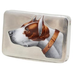 Silver and Enamel Dog Cigarette Case