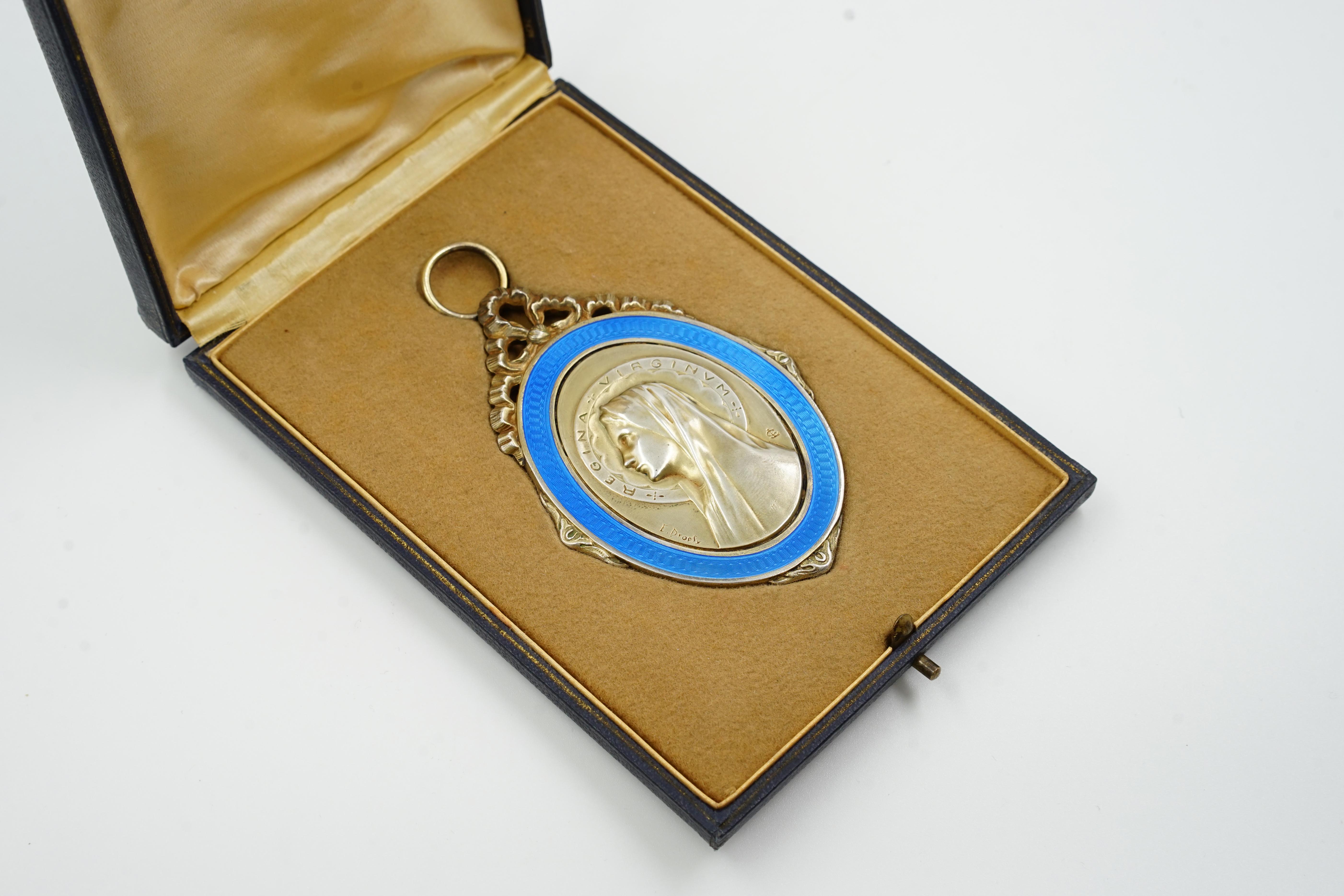 French Silver and enamel Emile Dropsy pendant For Sale
