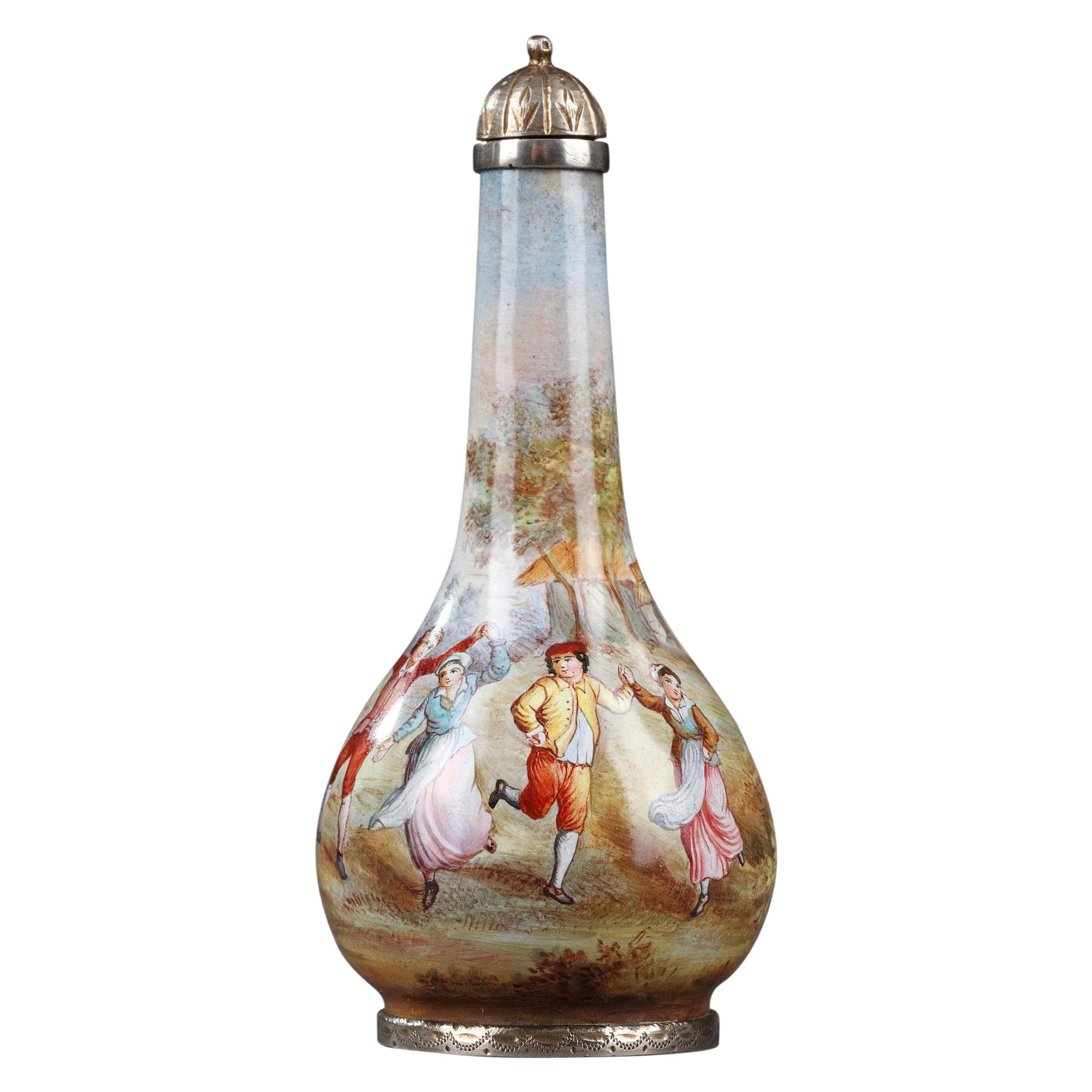 Silver and Enamel Flask, Vienna, Late 19th Century