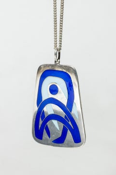 Pendentif en argent et émail de Thune, Norvège, années 1960