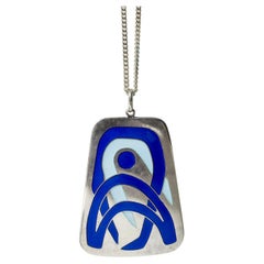 Silver and Enamel Pendant from Thune, Norway, 1960s
