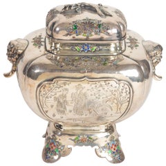 Silver and Enamel Perfume Burner, 19th Century, China, Meiji Period