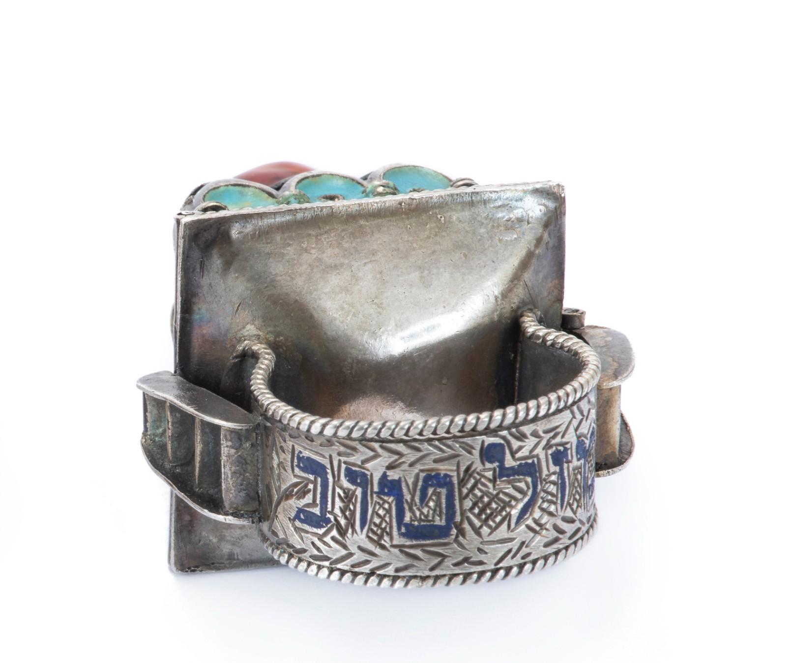 A striking and symbolically rich silver and enamel wedding ring, crafted in Europe in the early 20th century, embodying both artistic beauty and profound spiritual meaning.

This massive ceremonial ring, unmarked but exquisitely made, features the