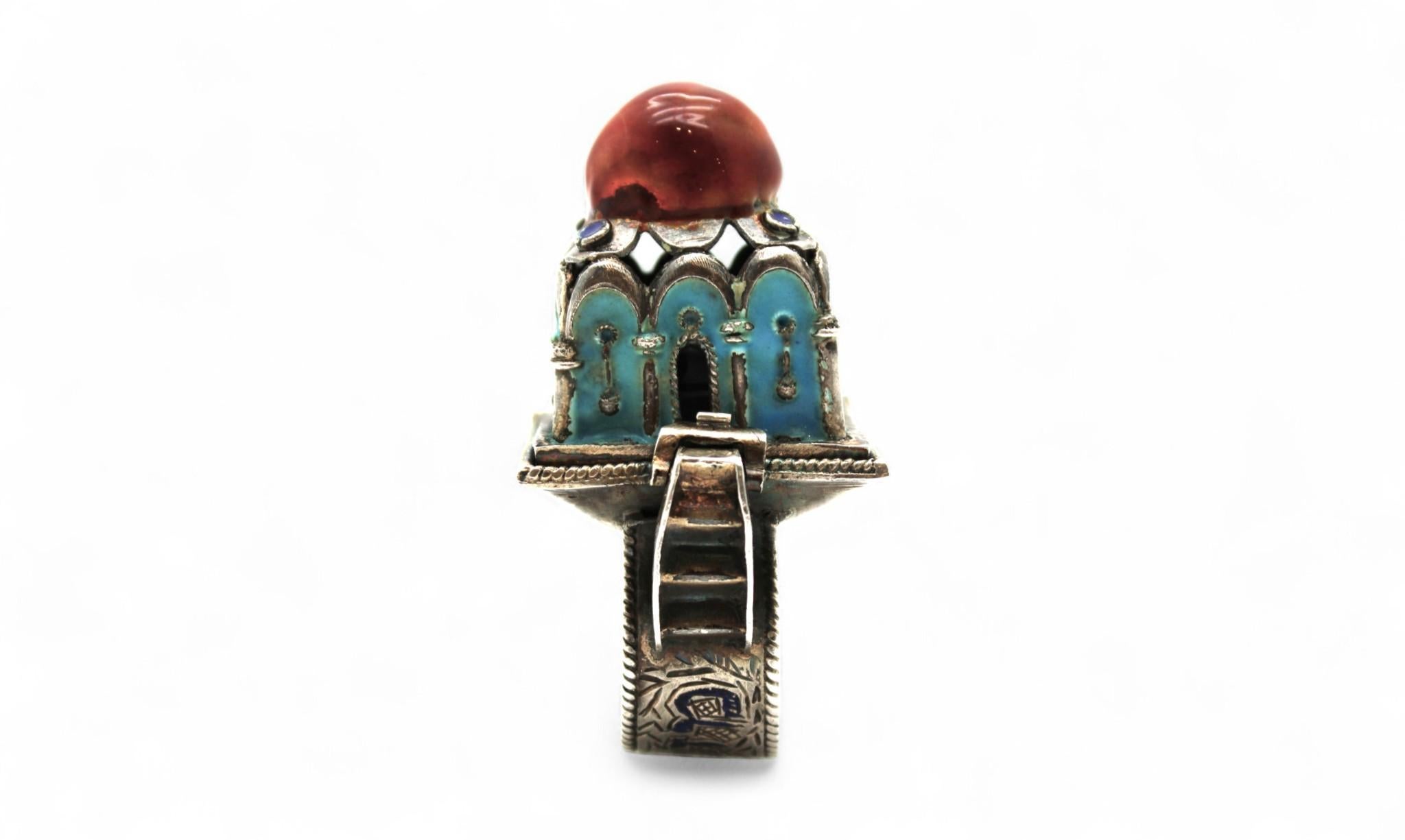 European Silver and Enamel Wedding Ring – Europe, Early 20th Century For Sale