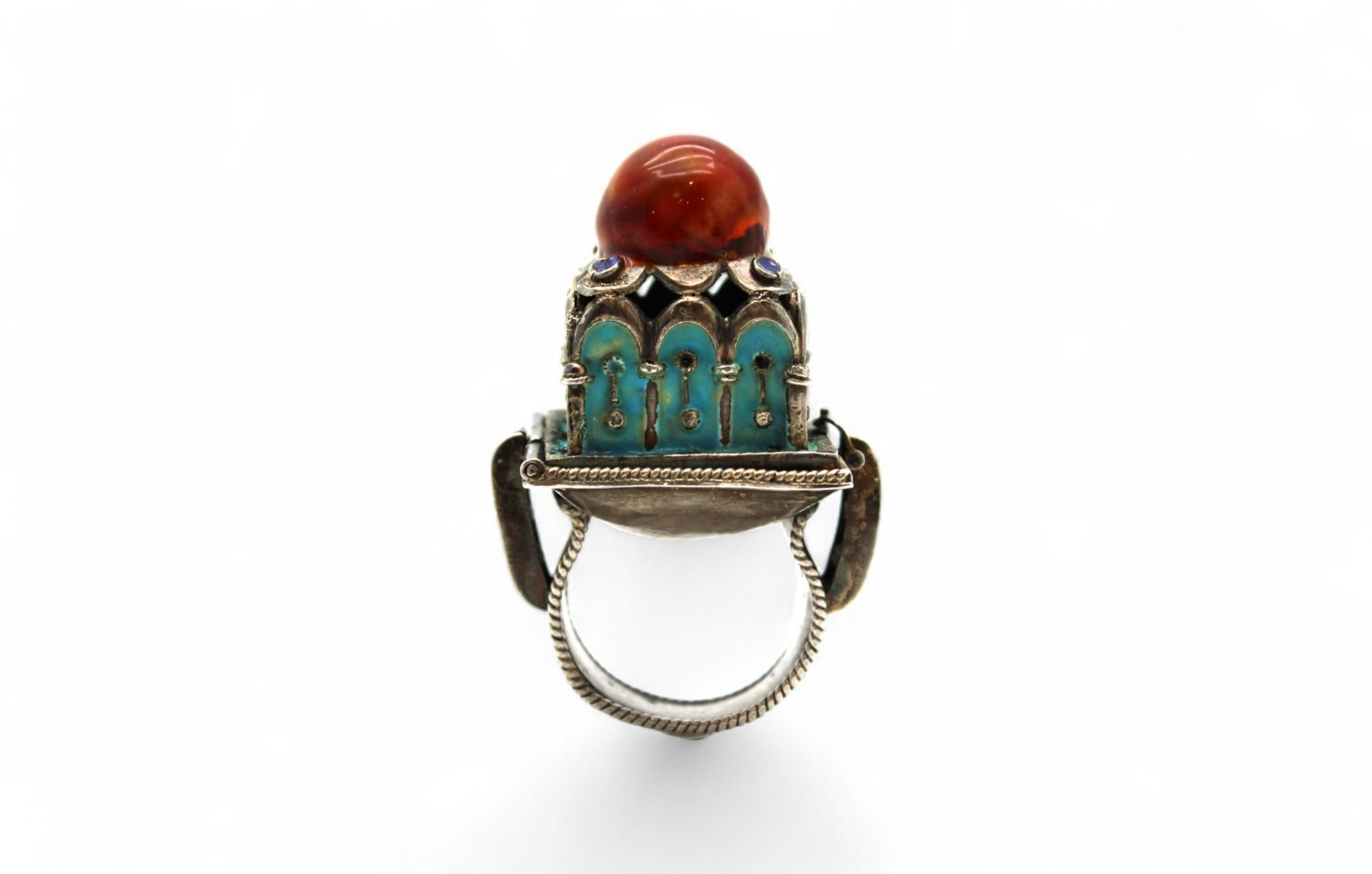 Hand-Painted Silver and Enamel Wedding Ring – Europe, Early 20th Century For Sale