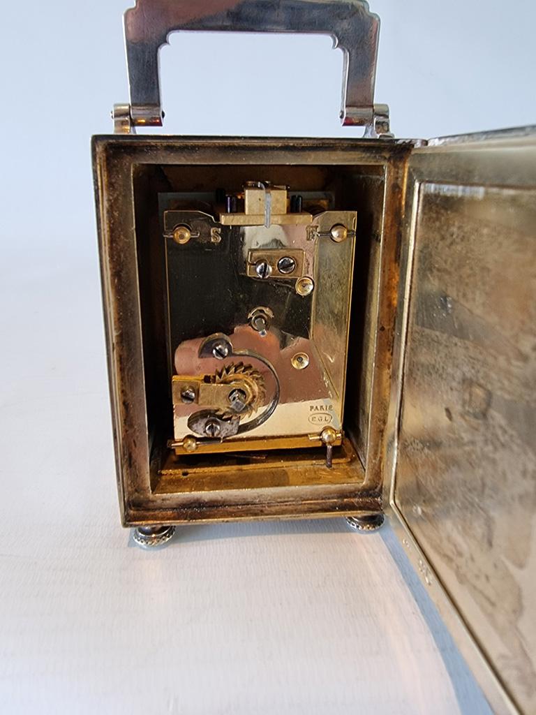 Silver and Foil Backed Glass Carriage Clock For Sale at 1stDibs ...