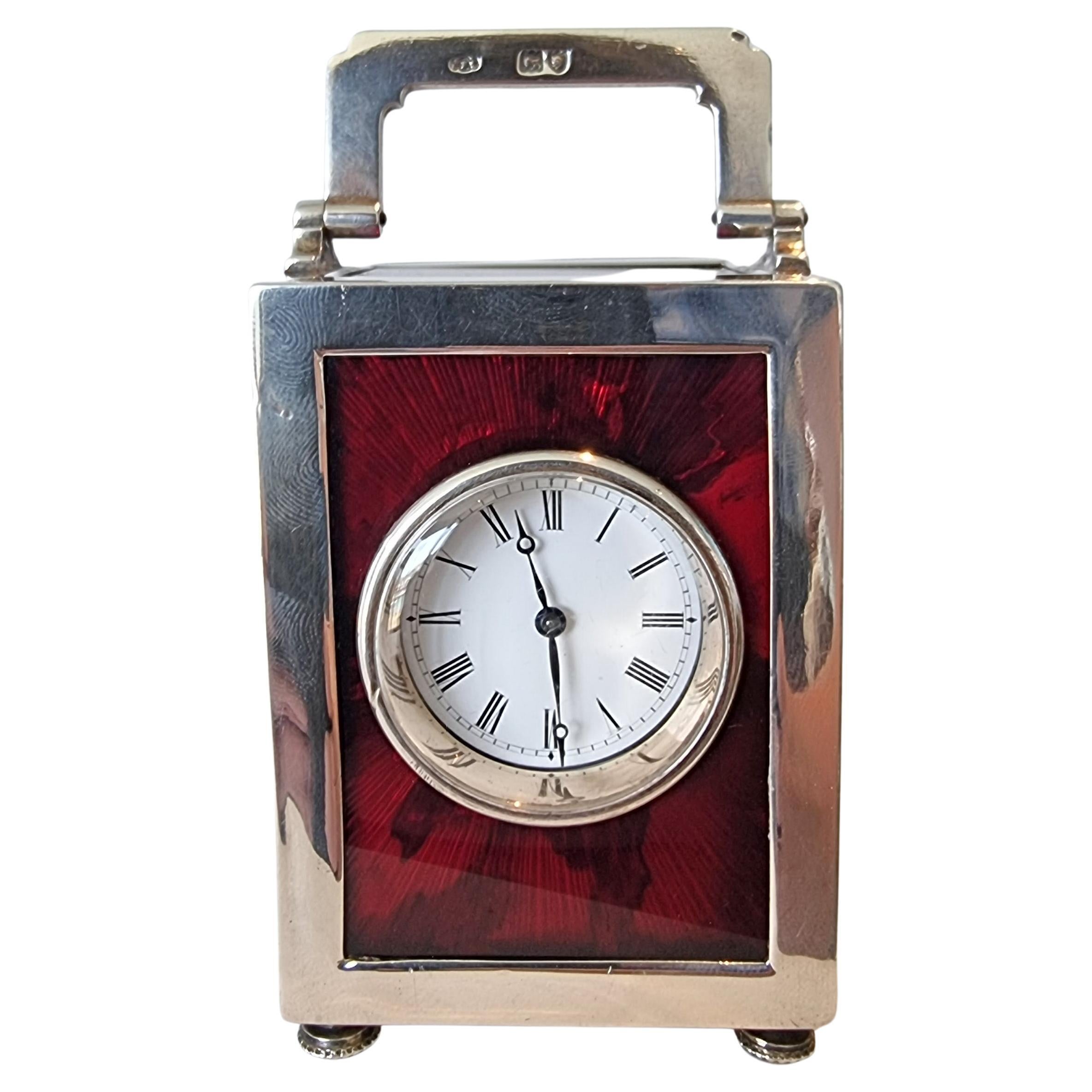 Silver and Foil Backed Glass Carriage Clock For Sale