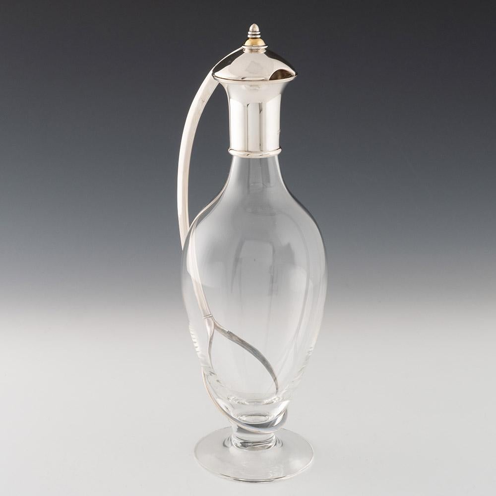 Silver and Glass Claret Jug Birmingham 1998 In Good Condition For Sale In Tunbridge Wells, GB