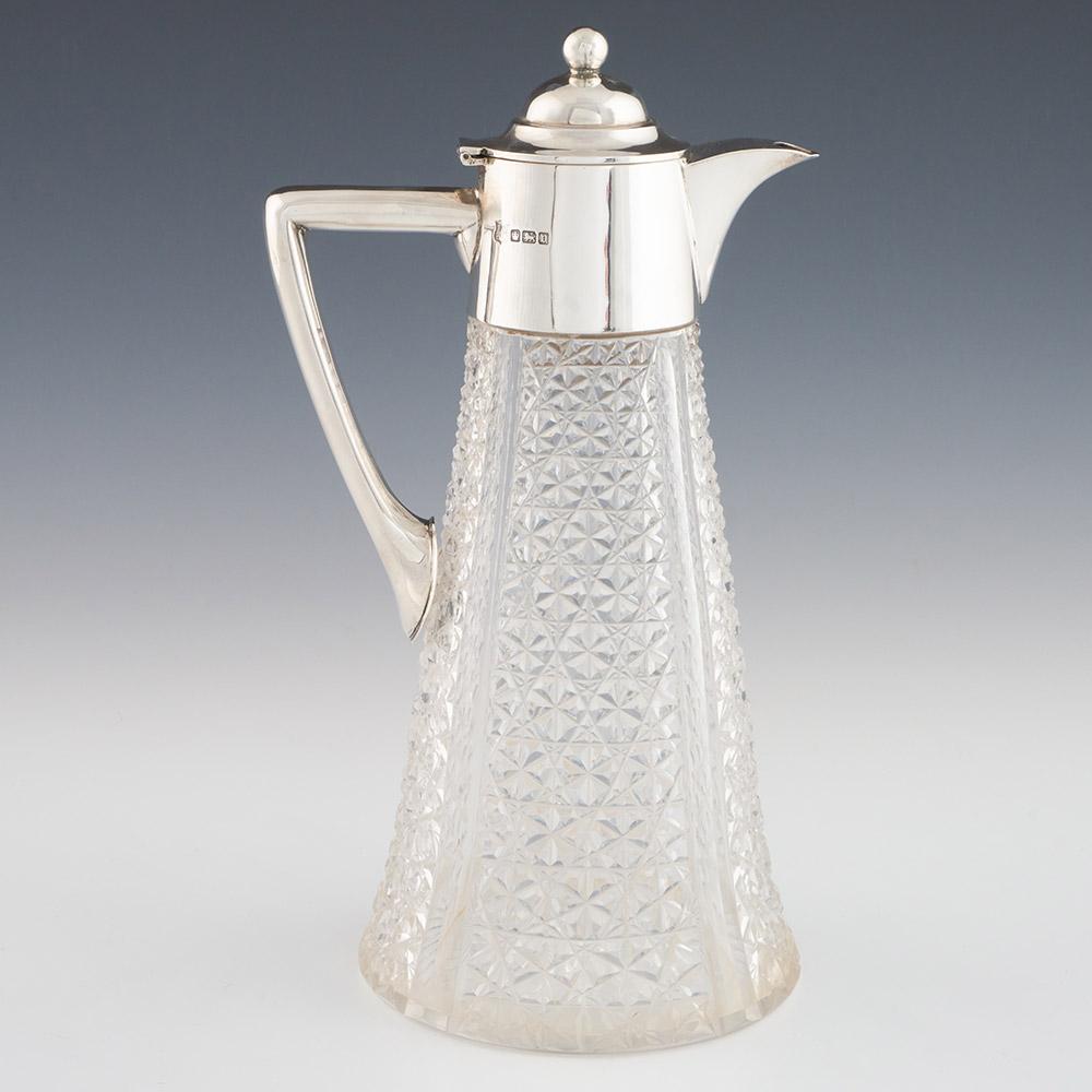 Silver and Glass Claret Jug Sheffield 1913 In Good Condition For Sale In Tunbridge Wells, GB