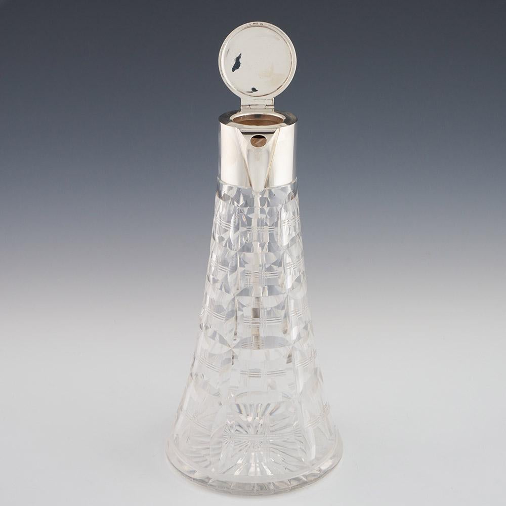 Silver and Glass Claret Jug Sheffield 1926 In Good Condition For Sale In Tunbridge Wells, GB