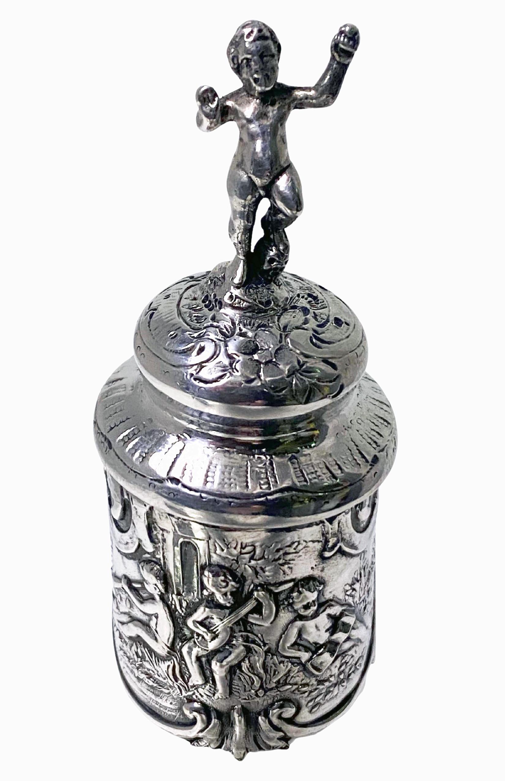 Silver and Glass Decanter for Oil Vinegar Hanau circa 1890 Storck and Sinsheimer 2