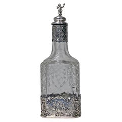 Silver and Glass Decanter for Oil Vinegar Hanau circa 1890 Storck and Sinsheimer