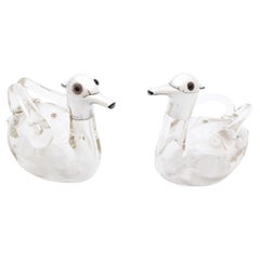 Silver and Glass Duck Decanters Art Nouveau Hukin & Heath
