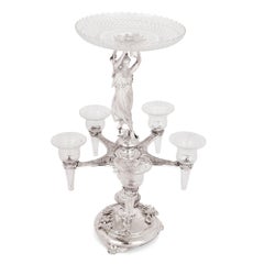 Épergne en argent et en verre par Stephen Smith & Son de Londres