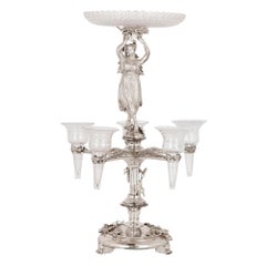 Épergne en argent et en verre par Stephen Smith & Son de Londres