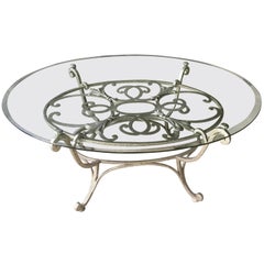 Silver and Glass Oval Coffee Table