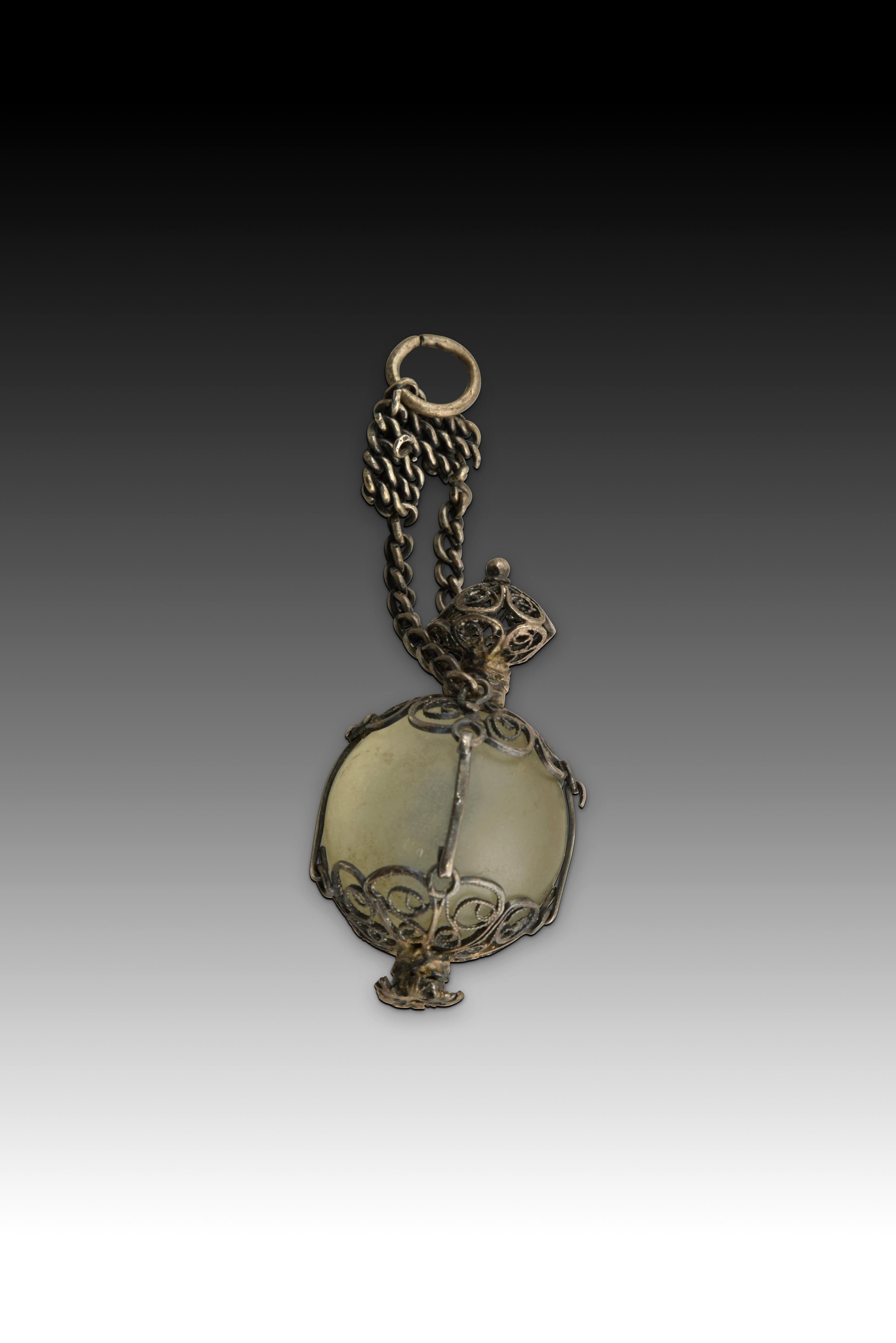 European Silver and Glass Pendant, 18th Century