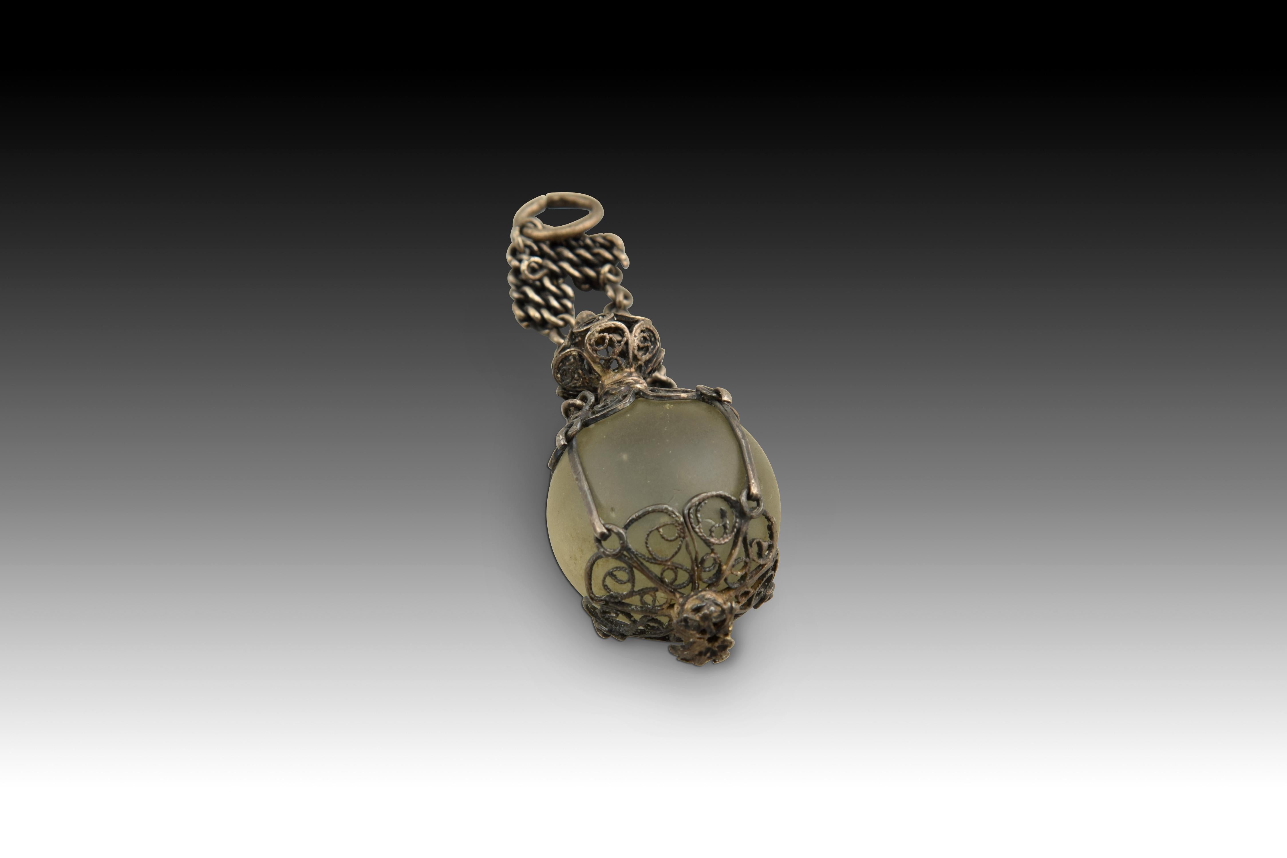 Silver and Glass Pendant, 18th Century In Fair Condition In Madrid, ES