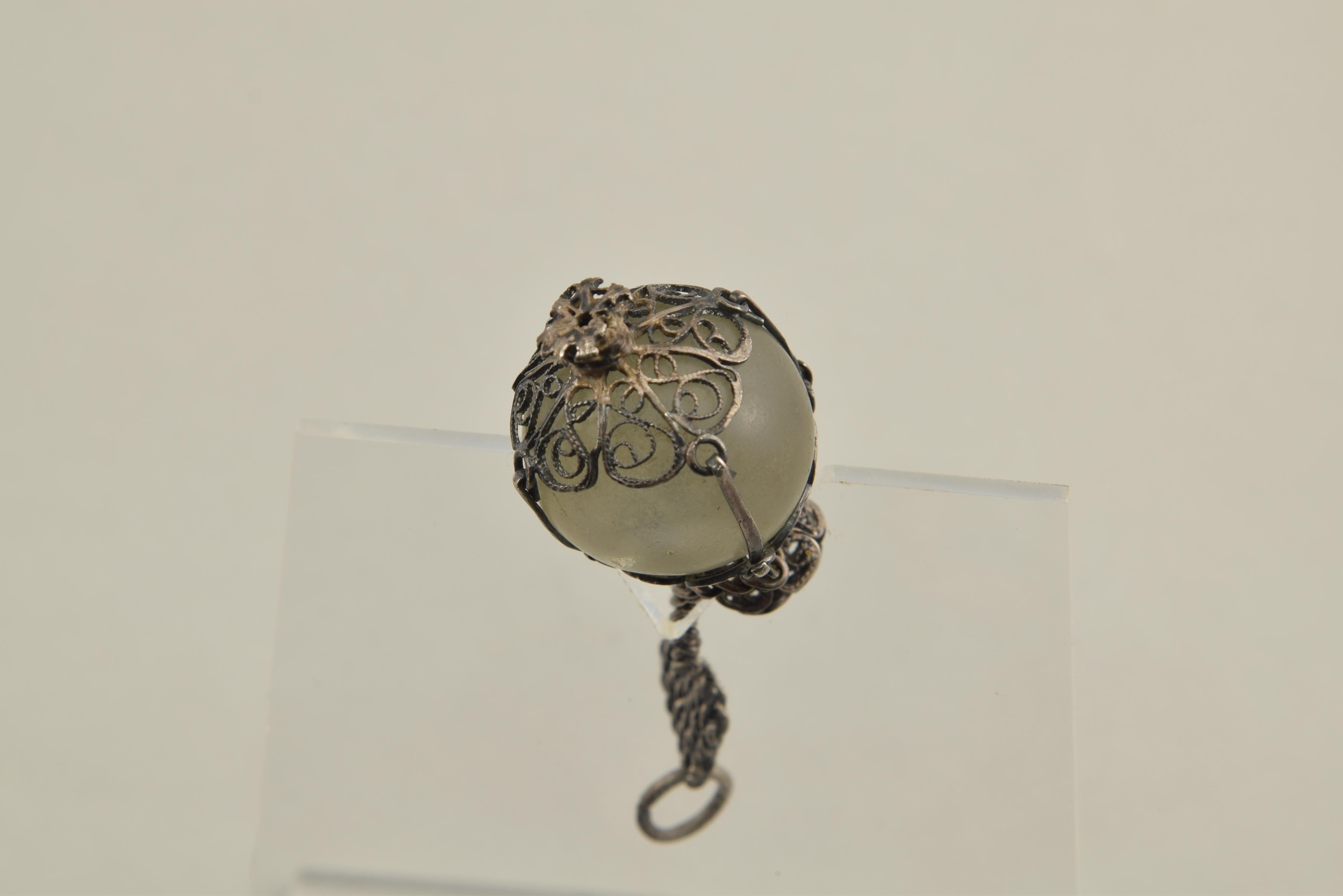 18th Century and Earlier Silver and Glass Pendant, 18th Century