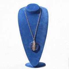 Silver and Glass Pendant with Chain by Jacob Hull Made 1970s