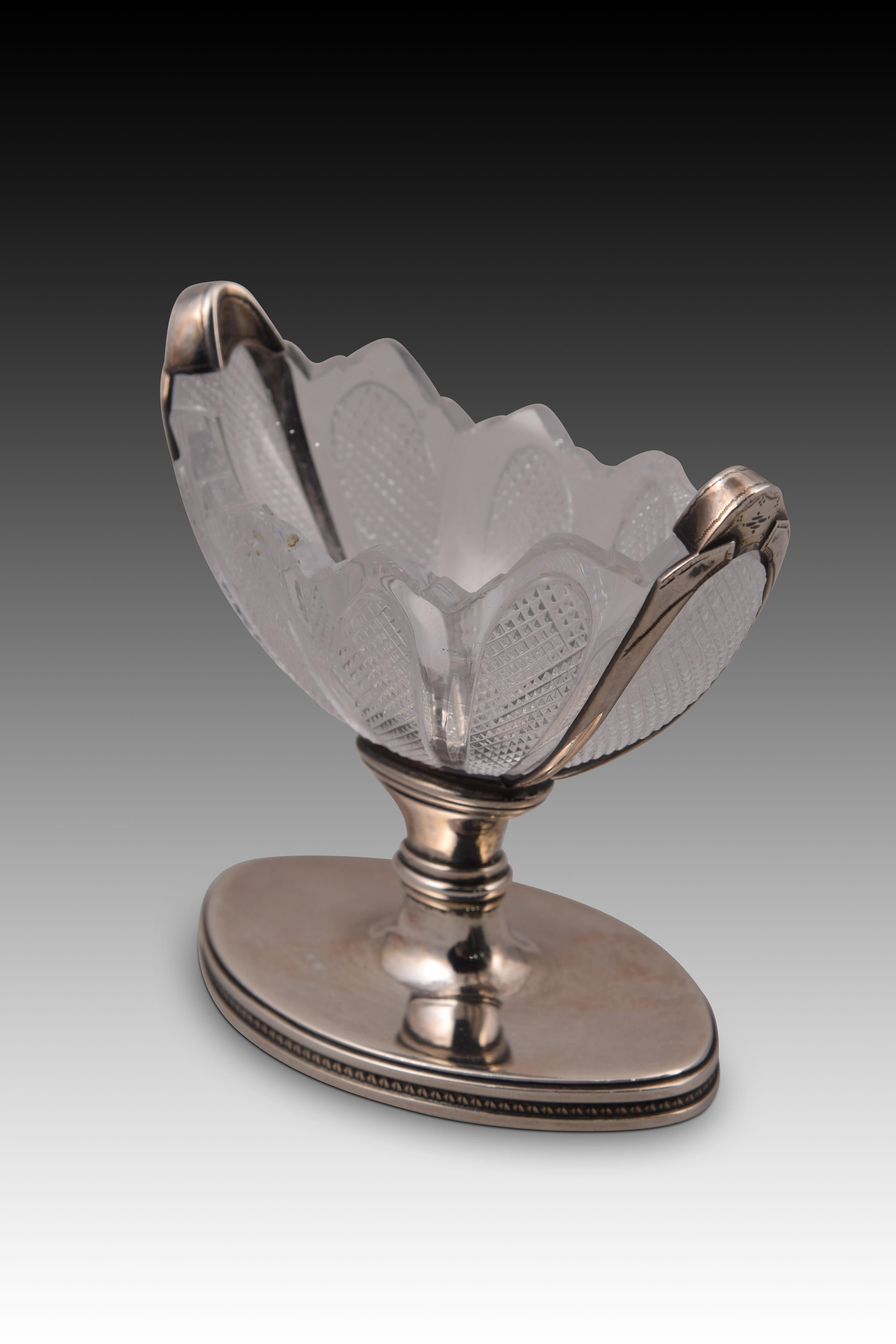 Neoclassical Silver and Glass Spice Dish or Bowl, 19th Century For Sale