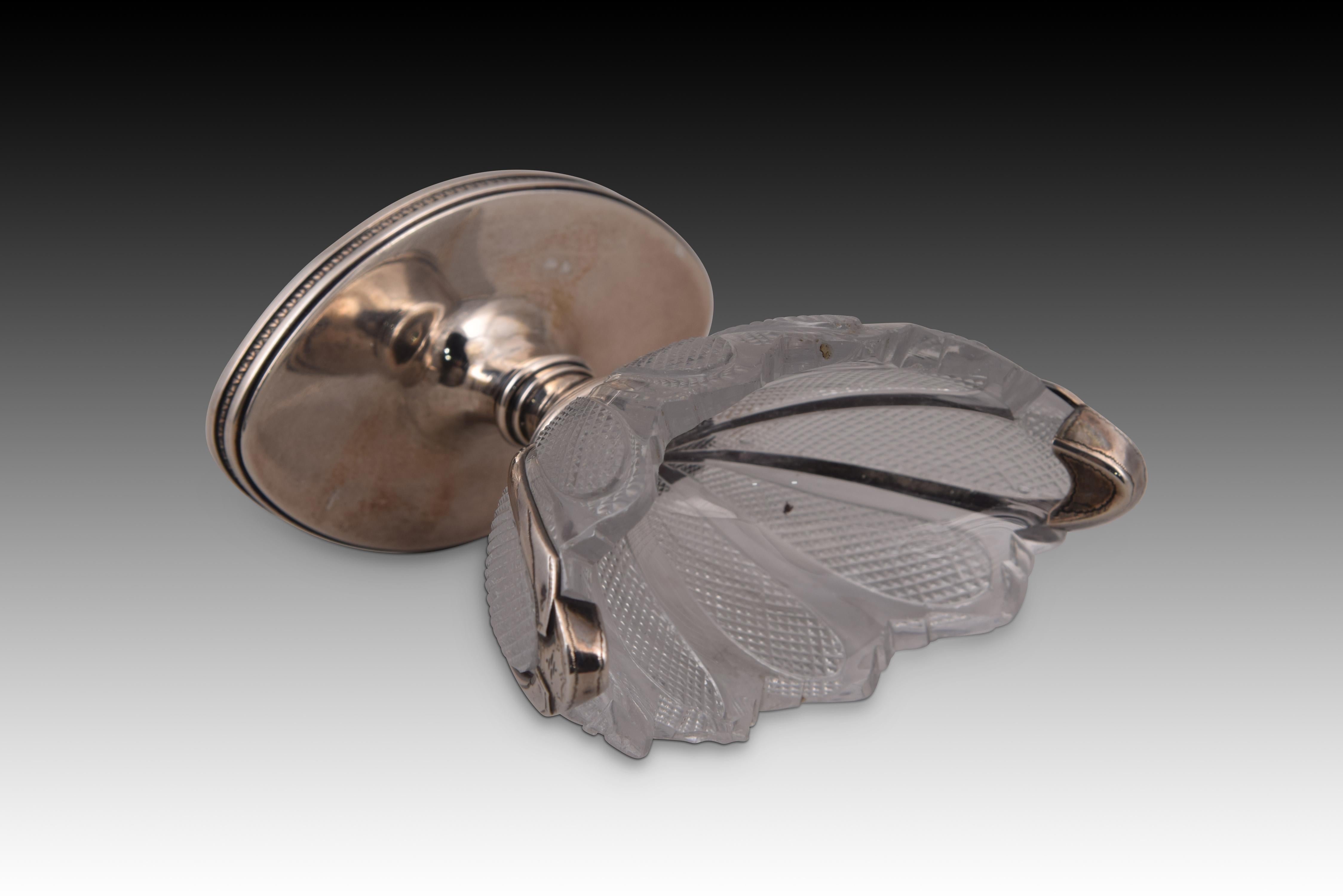 Silver and Glass Spice Dish or Bowl, 19th Century In Good Condition For Sale In Madrid, ES