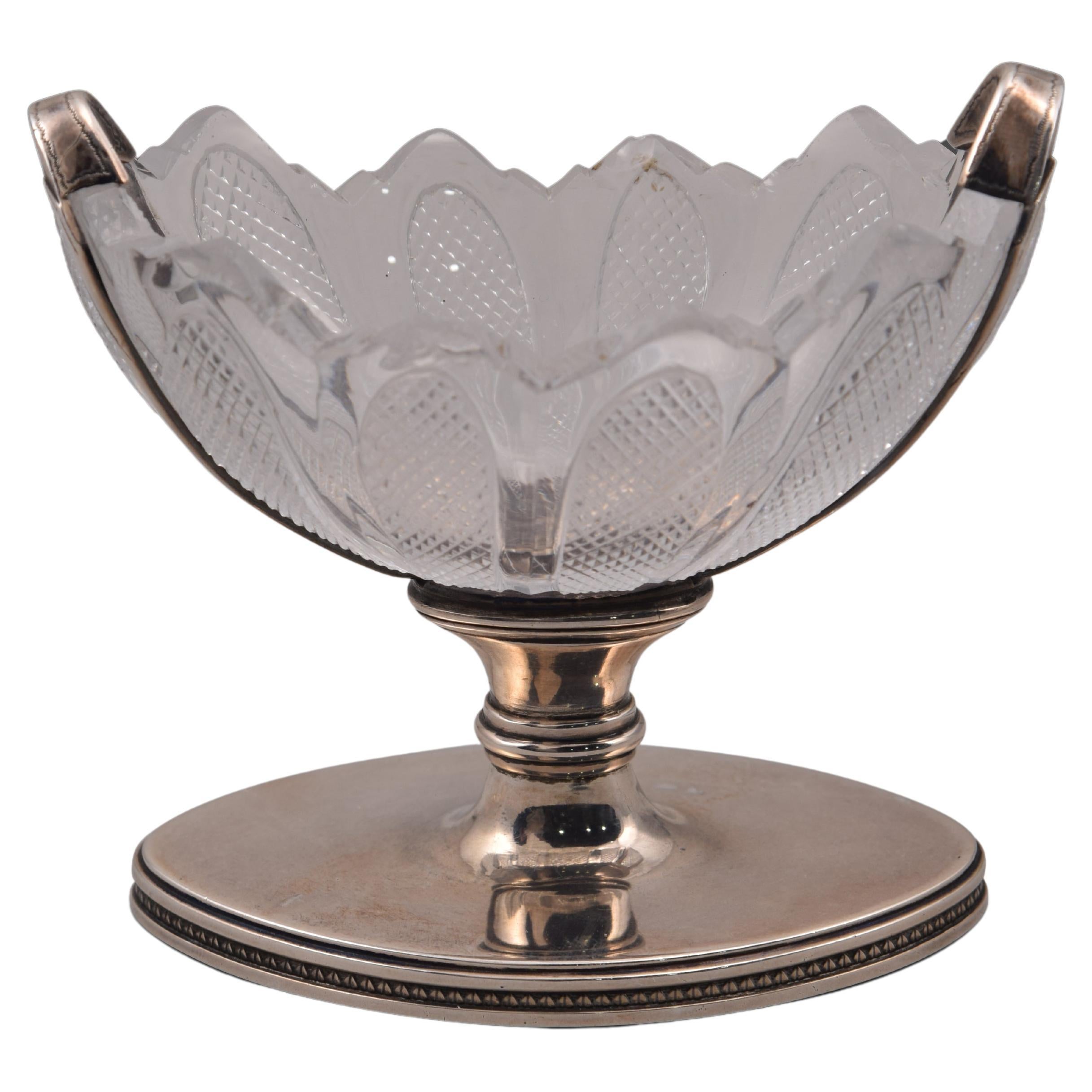 Silver and Glass Spice Dish or Bowl, 19th Century