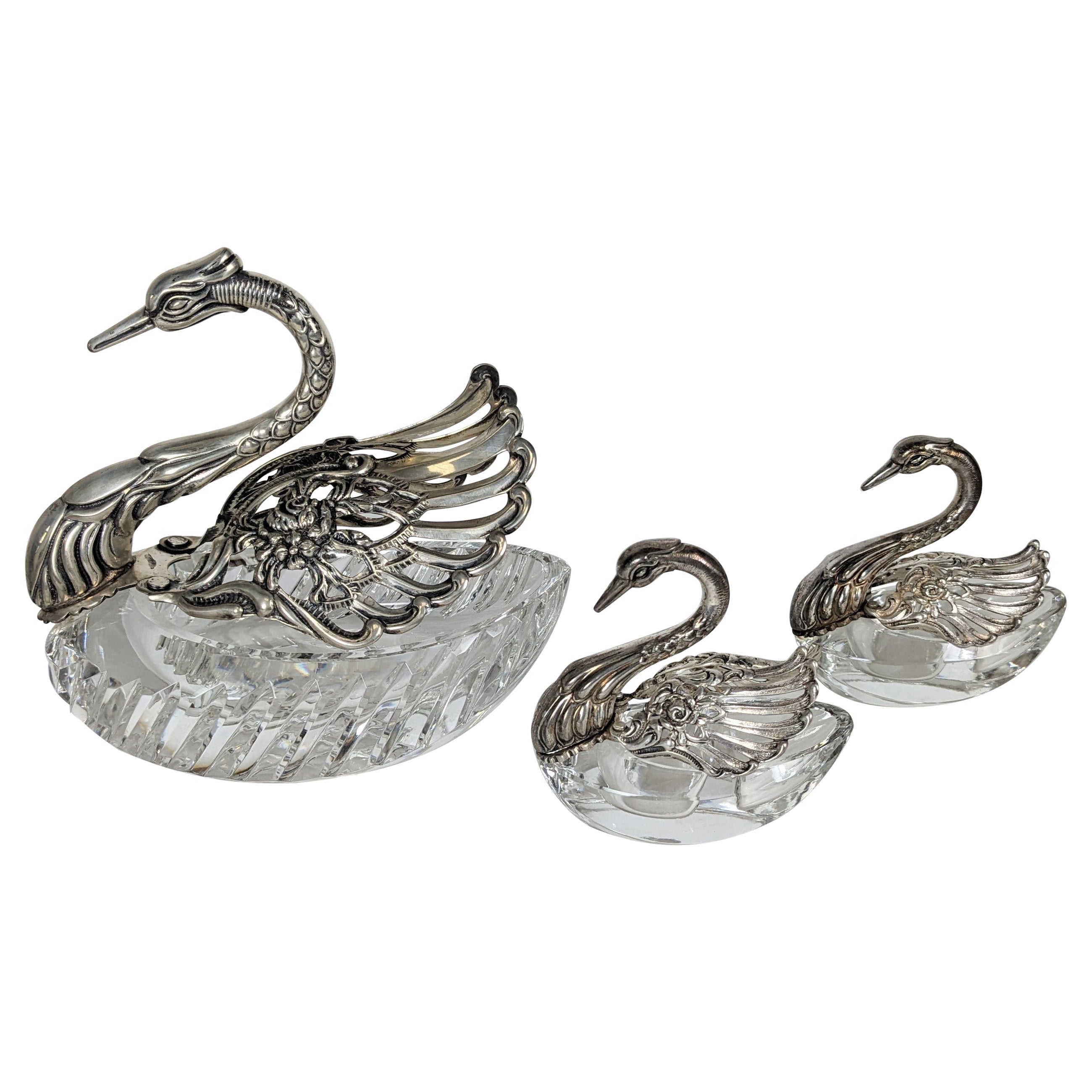 Sels en argent et en verre en forme de Swan