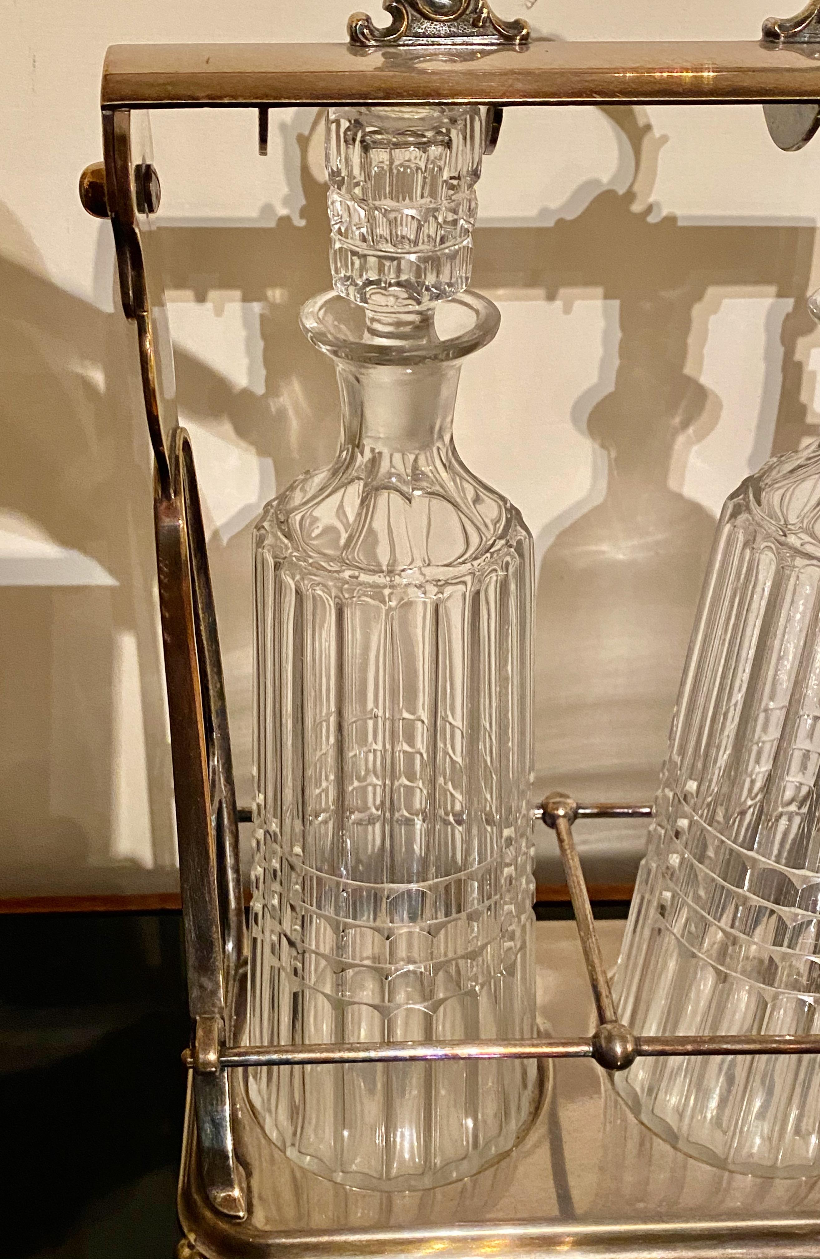 Silver and Glass Tantalus Cocktail Decanter In Good Condition In Oakland, CA