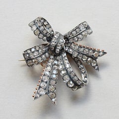 Silver and Gold and Diamond Bow Brooch, circa 1880