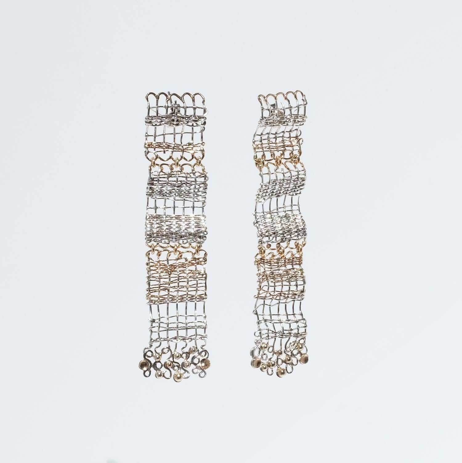 Silver and Gold Chandelier Earrings by Master Anders Högberg Made Year 1991 In Good Condition For Sale In Stockholm, SE
