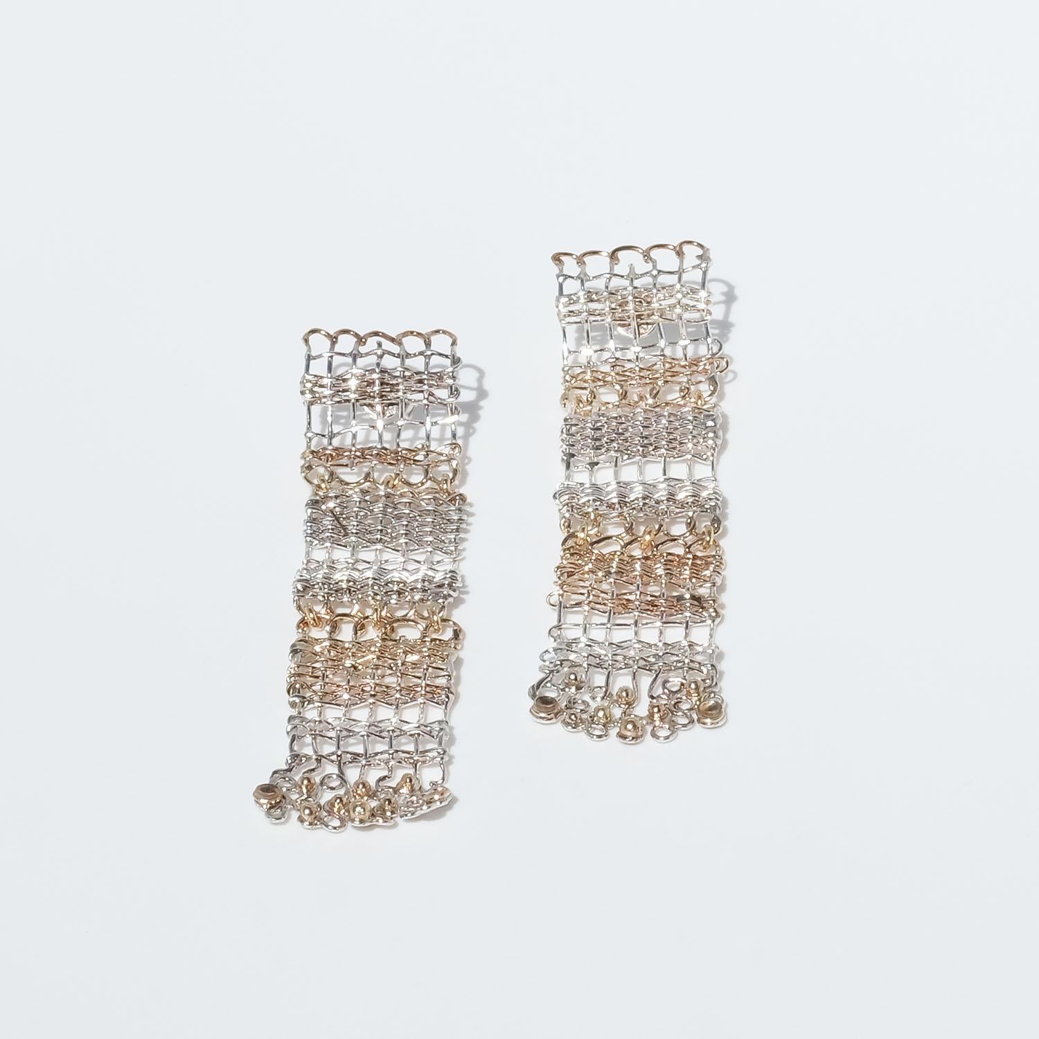 Women's Silver and Gold Chandelier Earrings by Master Anders Högberg Made Year 1991 For Sale