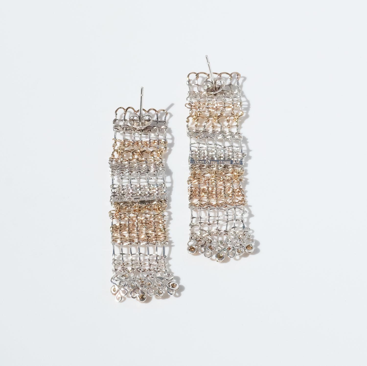 Silver and Gold Chandelier Earrings by Master Anders Högberg Made Year 1991 For Sale 1