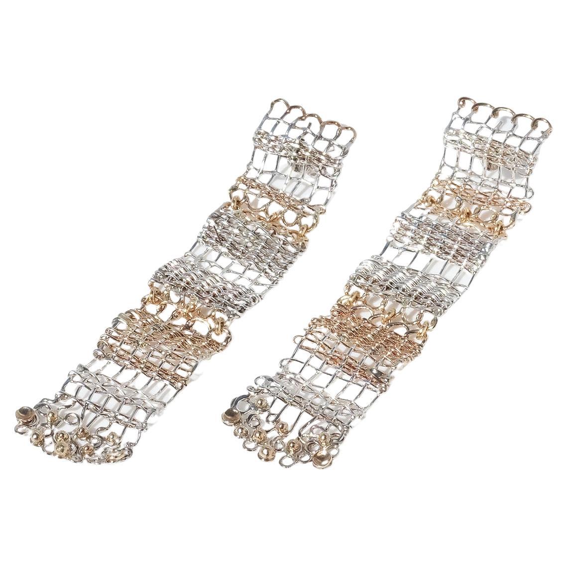 Silver and Gold Chandelier Earrings by Master Anders Högberg Made Year 1991 For Sale