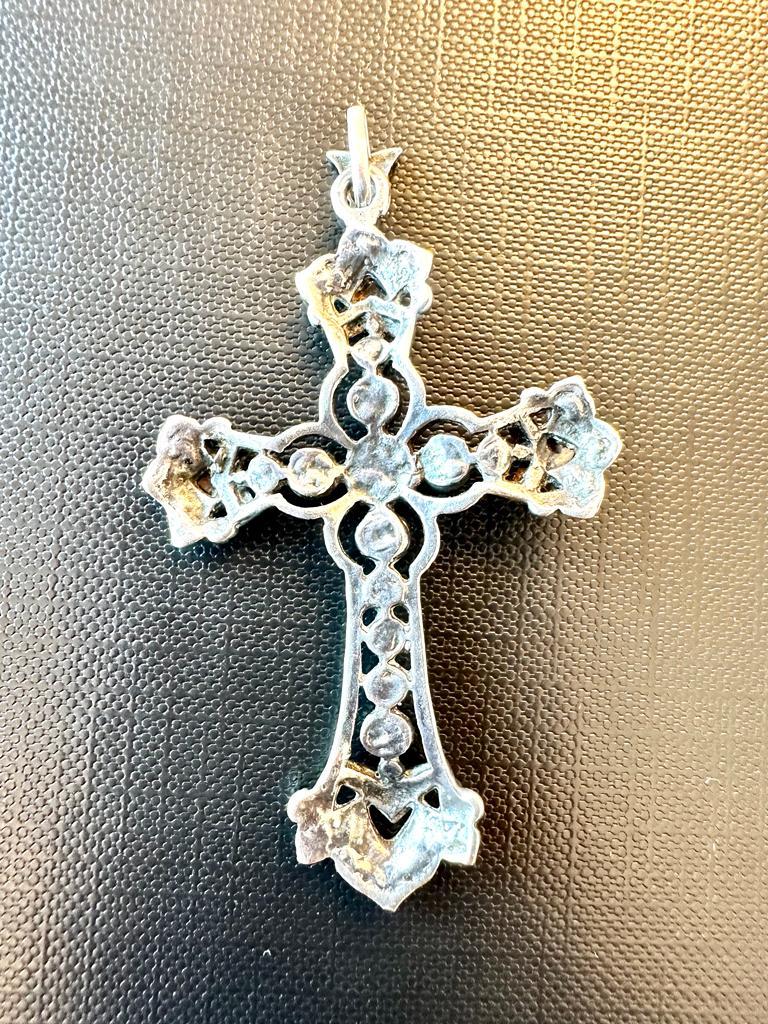 Silver and Gold Cross with Marcasites, from the Victorian Era For Sale 2