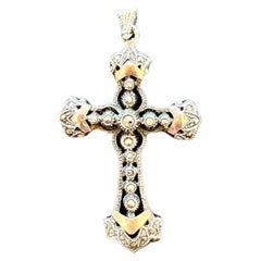 Antique Silver and Gold Cross with Marcasites, from the Victorian Era