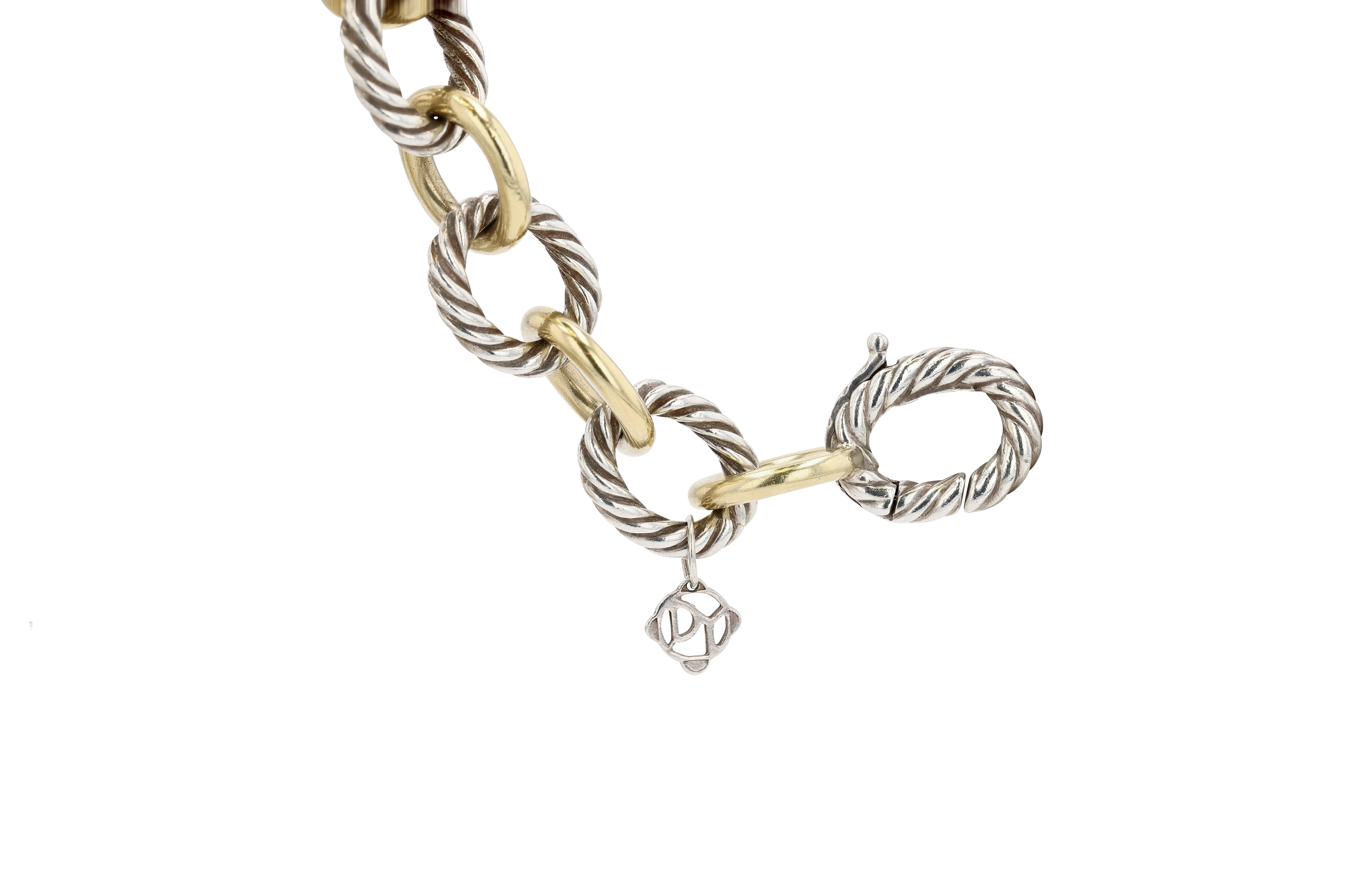 Lange Halskette aus Silber und Gold David Yurman 33 Zoll Kabel (Zeitgenössisch) im Angebot