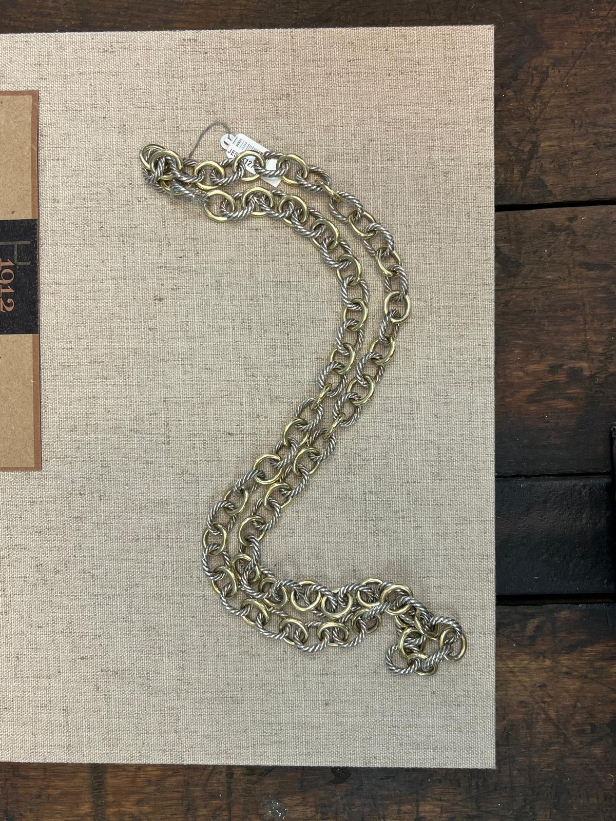 Lange Halskette aus Silber und Gold David Yurman 33 Zoll Kabel für Damen oder Herren im Angebot