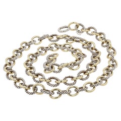 Silver and Gold David Yurman 36 Inch Cable Necklace Long Chain